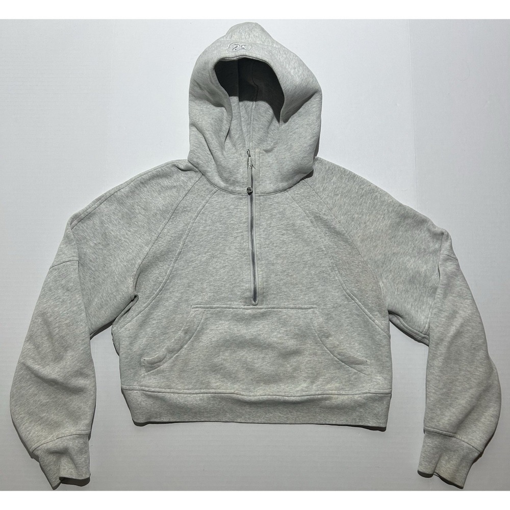 Lululemon Hoodie Womens XS/S Beige Scuba Oversized Half Zip Cropped Fleece